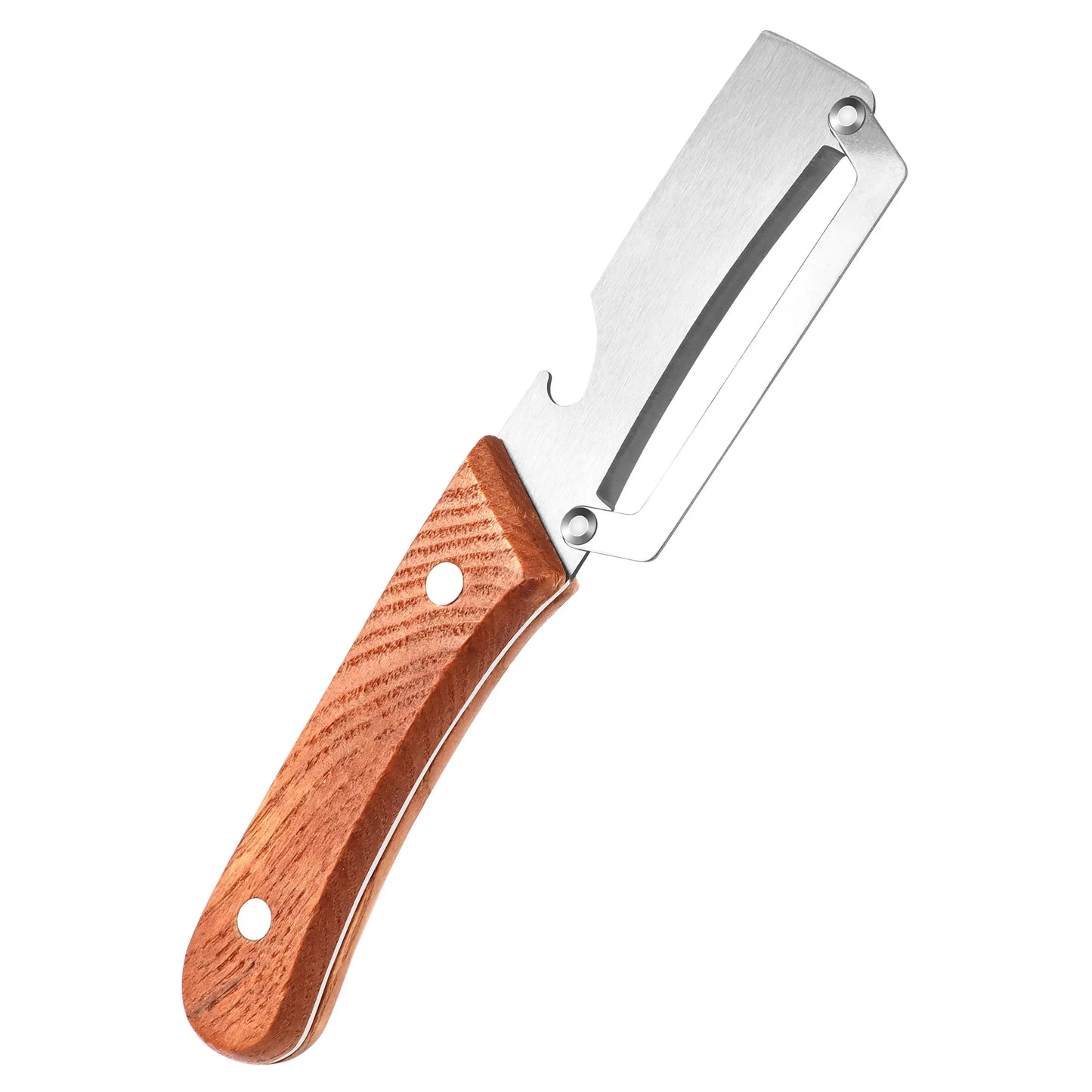 Multi Functional Vegetable Peeler for Kitchen,Wooden Handle, Potato Fruit Peeler with Bottle Opener Function, Durable Kitchen Helper