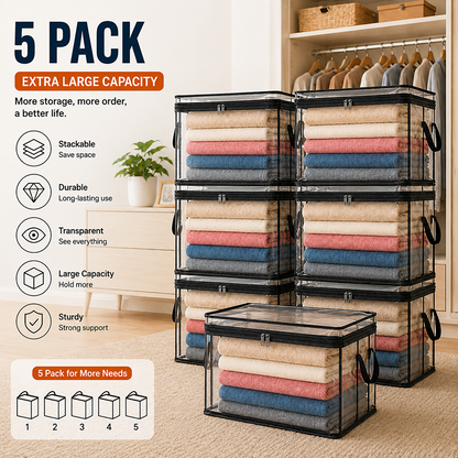 Large Heavy-Duty Thick Plastic Clear Storage Bag for Clothes, Moving & Storage