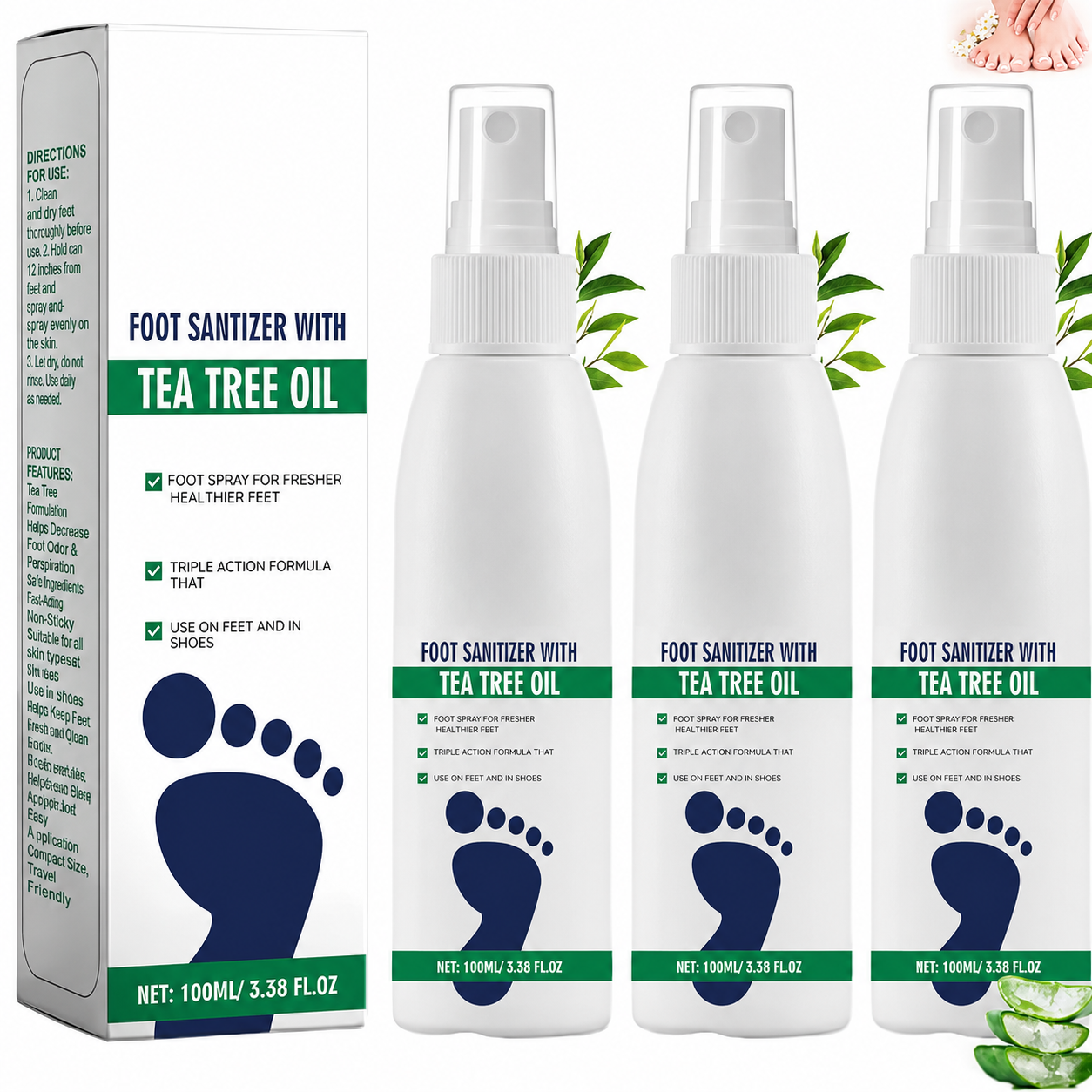 Tea Tree Oil Foot Spray 🌿 - Moisturizing Deodorant for Fresh Feet 🦶✨