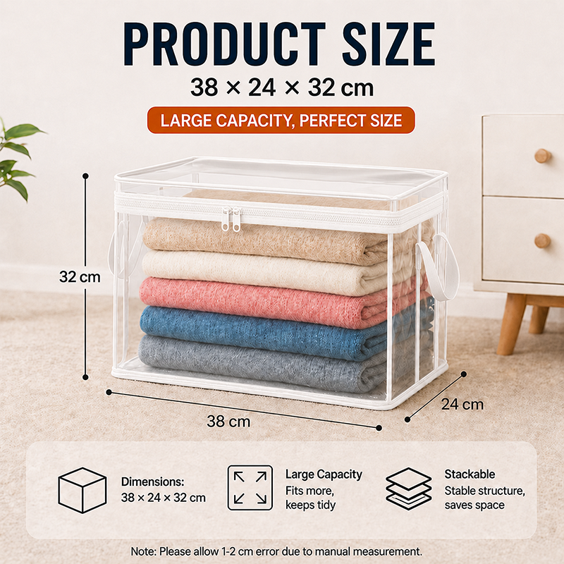 Large Heavy-Duty Thick Plastic Clear Storage Bag for Clothes, Moving & Storage