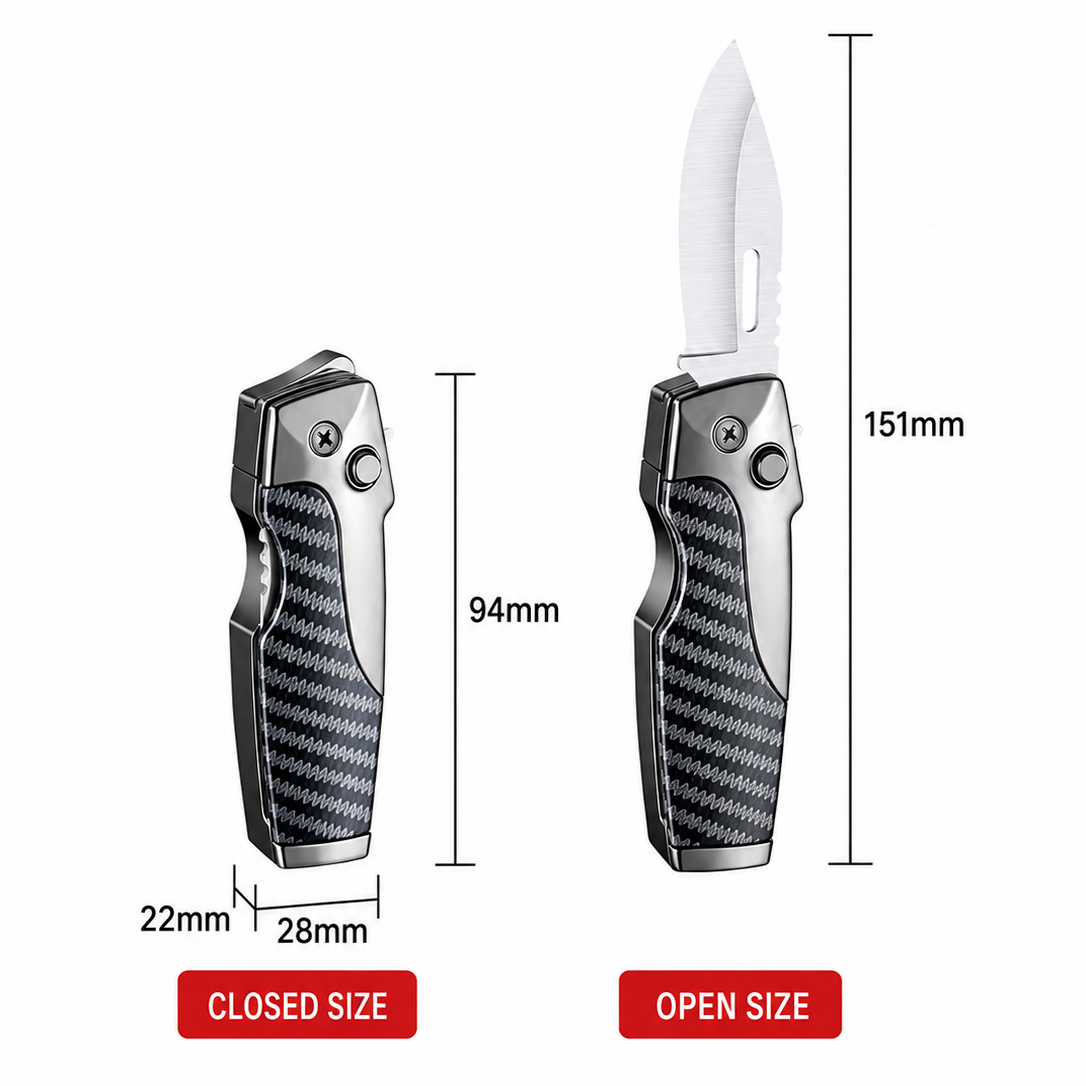 2-in-1 Windproof Jet Lighter with Folding Knife and Safety Lock