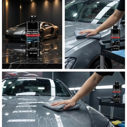 Automotive nano-ceramic coating features dust-repellent and hydrophobic properties, along with a long-lasting shine.