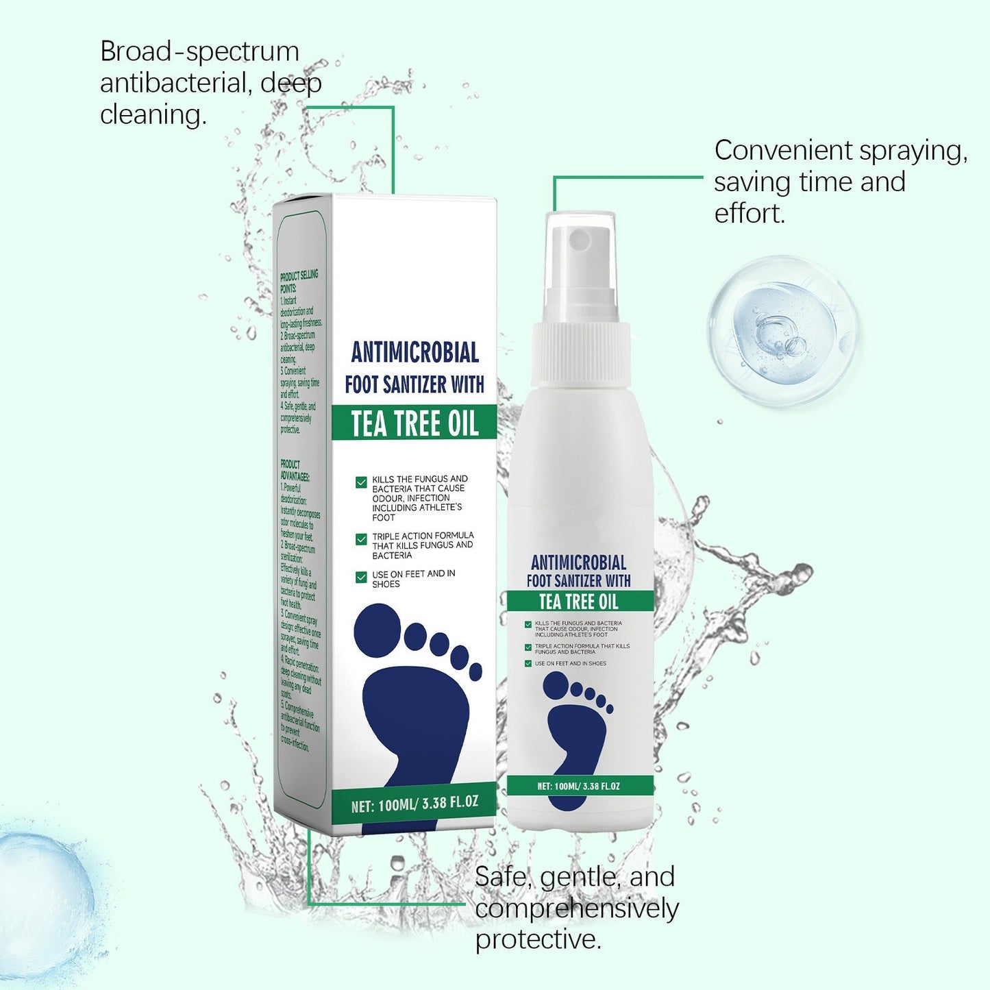 Tea Tree Oil Foot Spray 🌿 - Moisturizing Deodorant for Fresh Feet 🦶✨