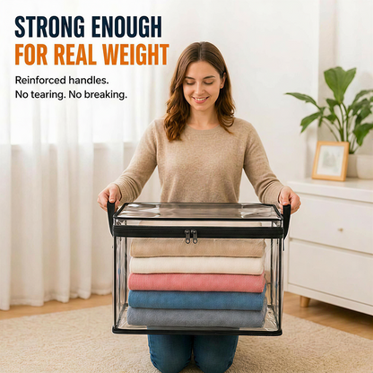 Large Heavy-Duty Thick Plastic Clear Storage Bag for Clothes, Moving & Storage