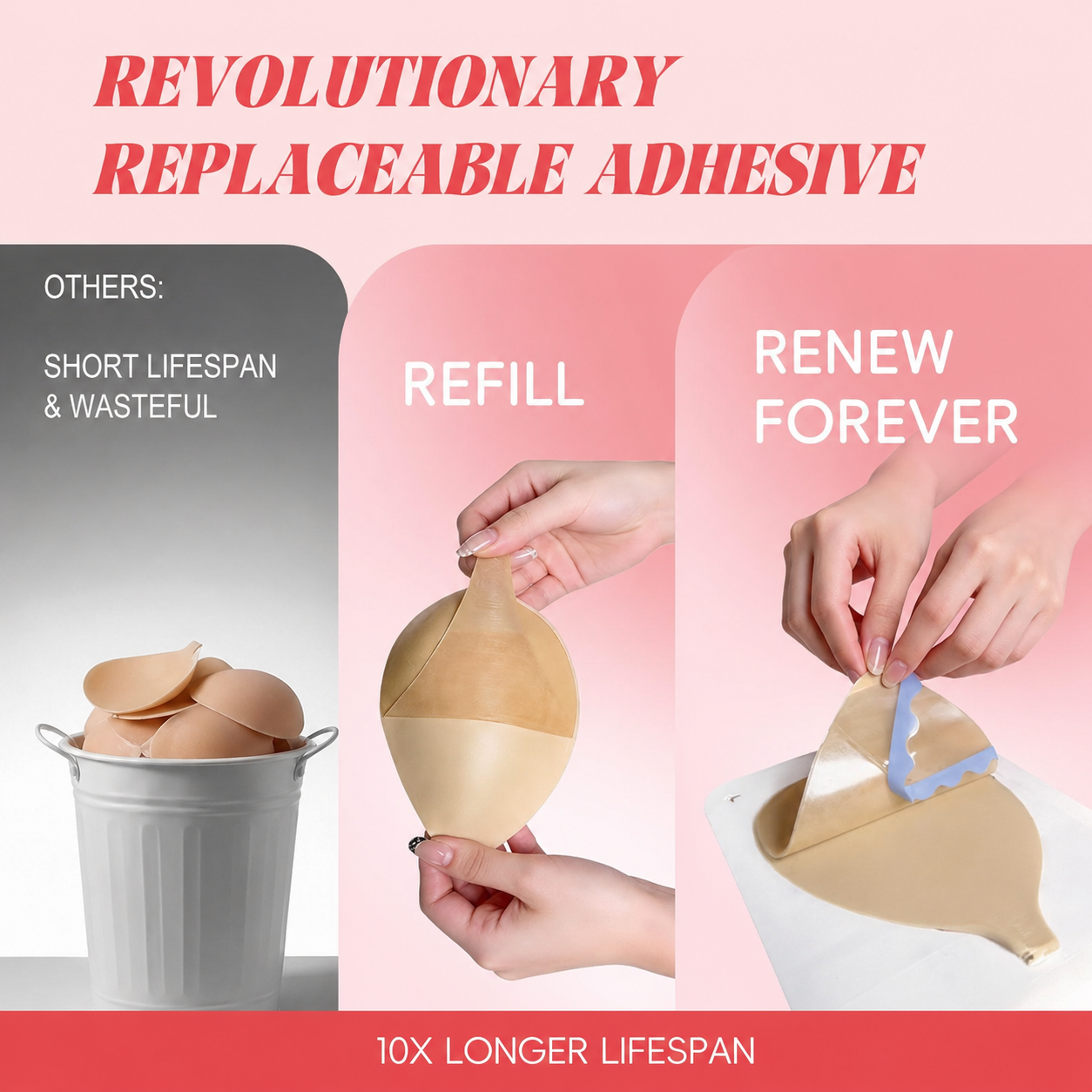 Adhesive Bra Backless Strapless Reusable Sticky Invisible Push Up Bra For Women