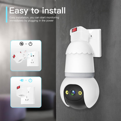 4MP Light Bulb Security Camera 5G&2.4GHz Wireless Outdoor Indoor Camera with Night Vision