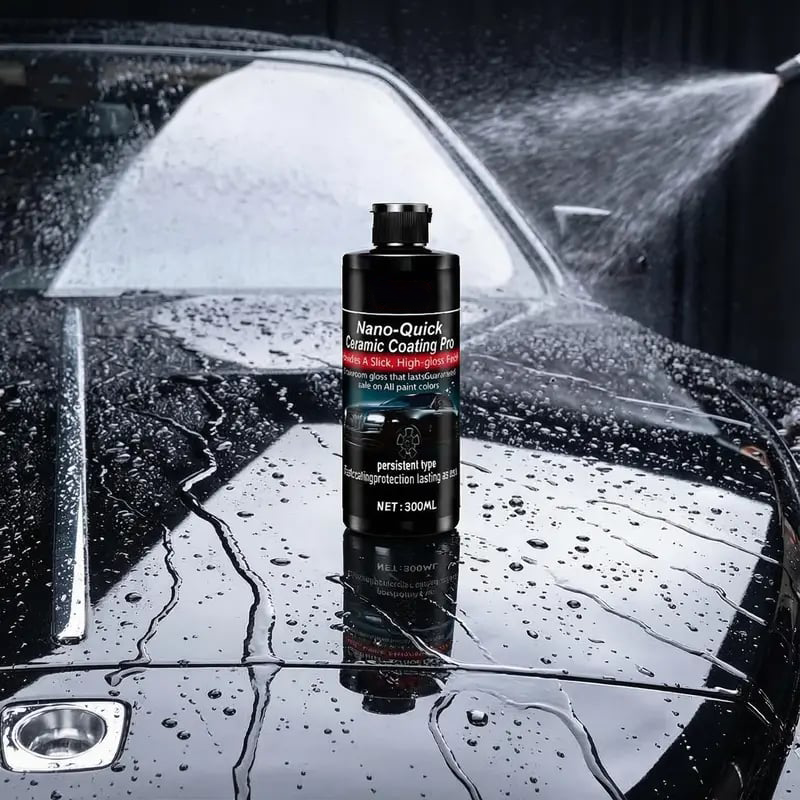 Automotive nano-ceramic coating features dust-repellent and hydrophobic properties, along with a long-lasting shine.