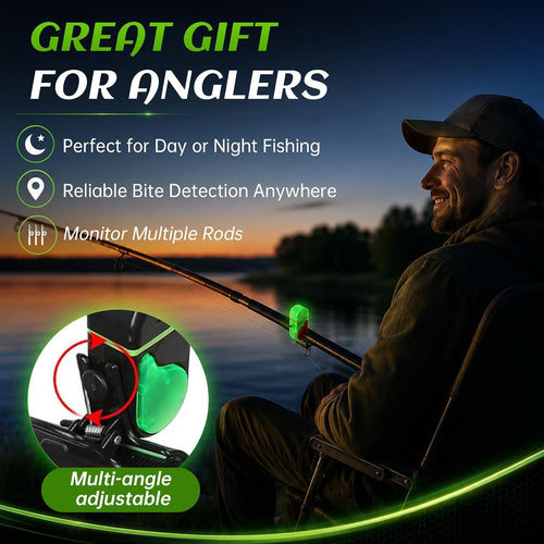 49% OFF🎣 2 Pack LED Fishing Bite Alarm, Adjustable Sensitivity Sound & Light Alert Fishing Rod Detector