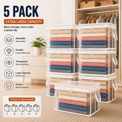 Large Heavy-Duty Thick Plastic Clear Storage Bag for Clothes, Moving & Storage