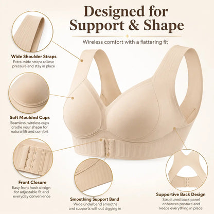 🔥Limited Time-49% OFF🔥【Postural correction】Women’s Beige Wireless Support Bra | Soft Breathable Yoga & Daily Wear Bra