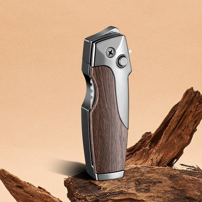 2-in-1 Windproof Jet Lighter with Folding Knife and Safety Lock