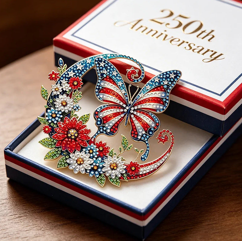 US 250th Anniversary Butterfly Shape Brooch Pin