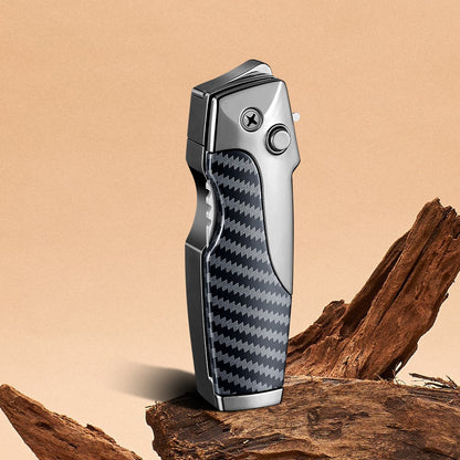 2-in-1 Windproof Jet Lighter with Folding Knife and Safety Lock