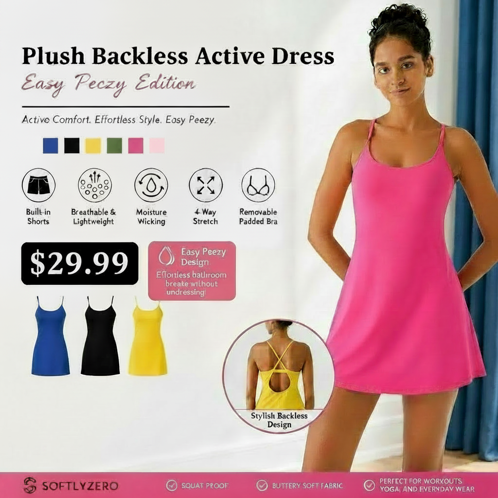🔥Last day promotion🔥🌸 Easy Peezy Active Dress — Backless, Buttery Soft & Summer Ready ✨🔥