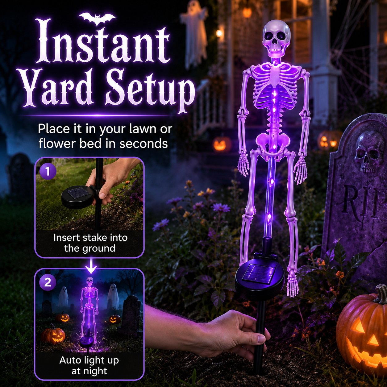 💥LAST DAY 50% OFF🔥💀 Solar Skeleton Yard Stake